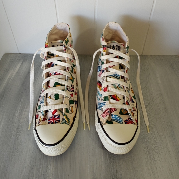 Vintage Converse All Star All Nations Flags World Peace Men's Size 5.5 - Picture 4 of 15